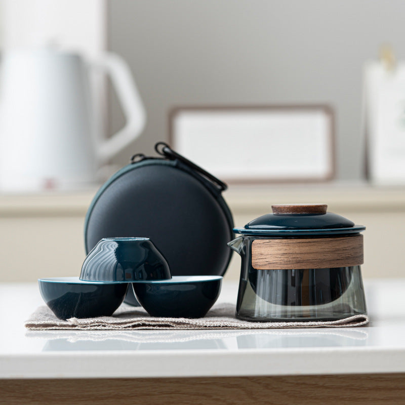 BrewMate | Draagbare Theepot en Theekopjes Set – Stijlvol Keramiek en Glas Theeset voor Theeliefhebbers
