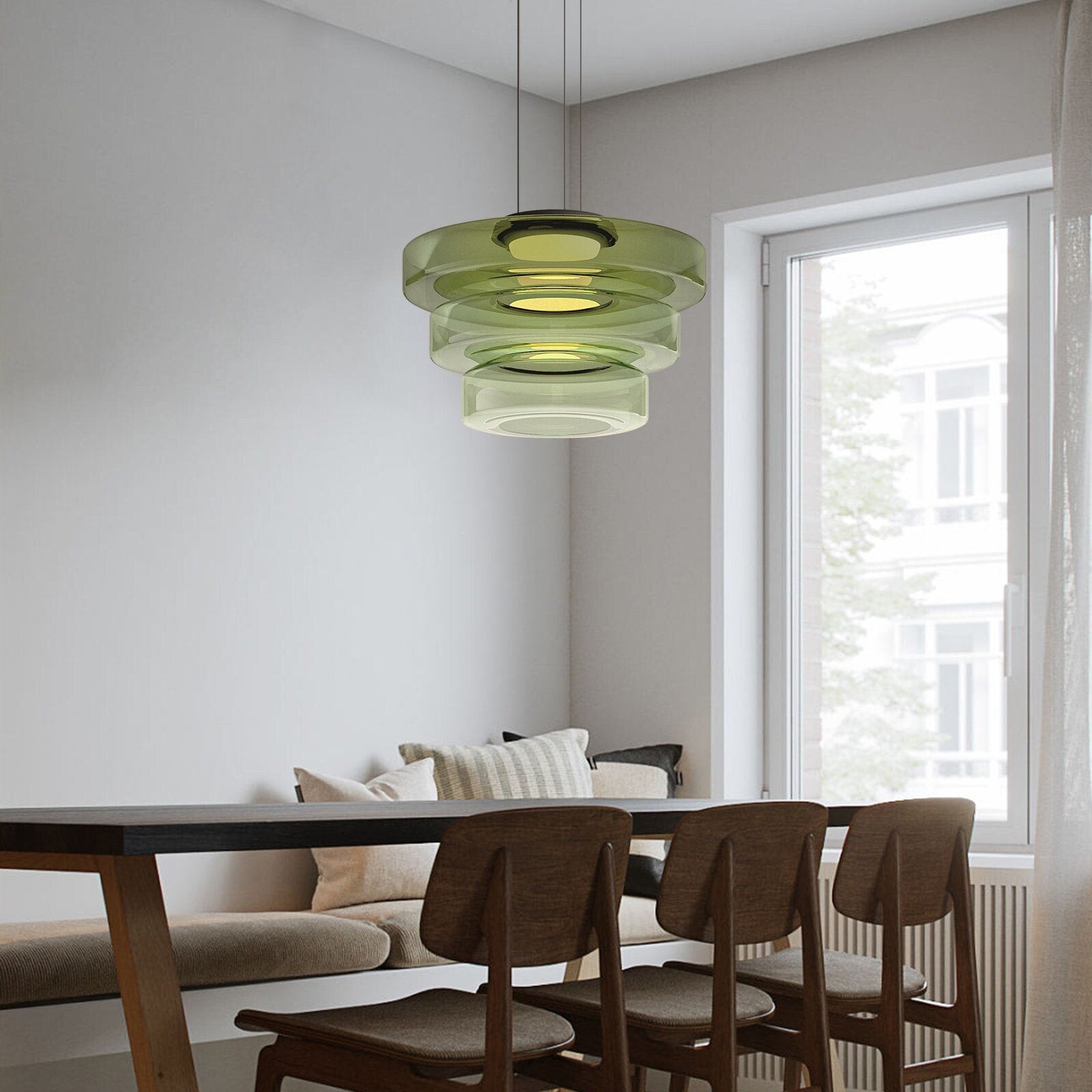 Glowd | Bauhaus glazen hanglamp - LED hanglamp voor moderne woonkamer