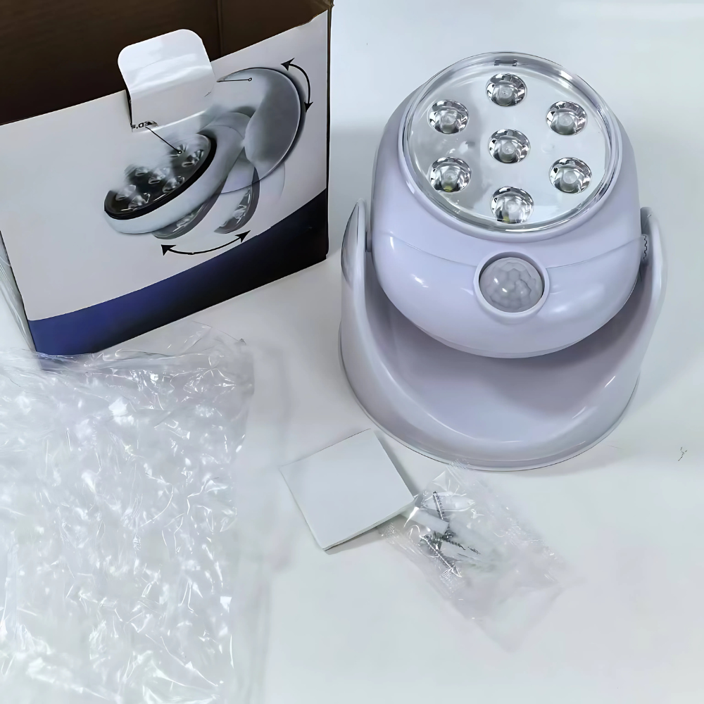 SecuBeam | Draadloze LED-bewegingslamp voor buiten – Weerbestendige beveiligingslamp voor veiligheid thuis