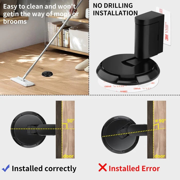 DoorAnchor | Verstelbare deurstopper voor zwaar gebruik – zinklegering, montage zonder boren of schroeven