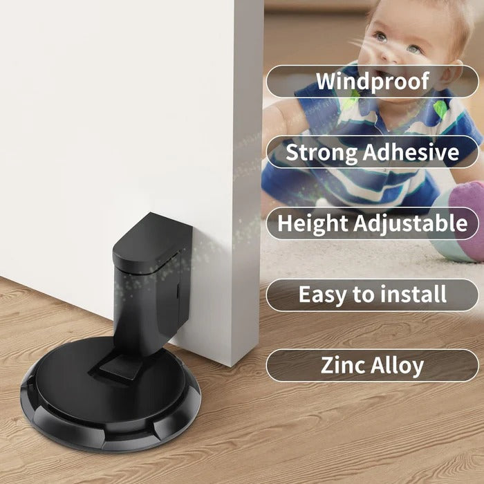 DoorAnchor | Verstelbare deurstopper voor zwaar gebruik – zinklegering, montage zonder boren of schroeven