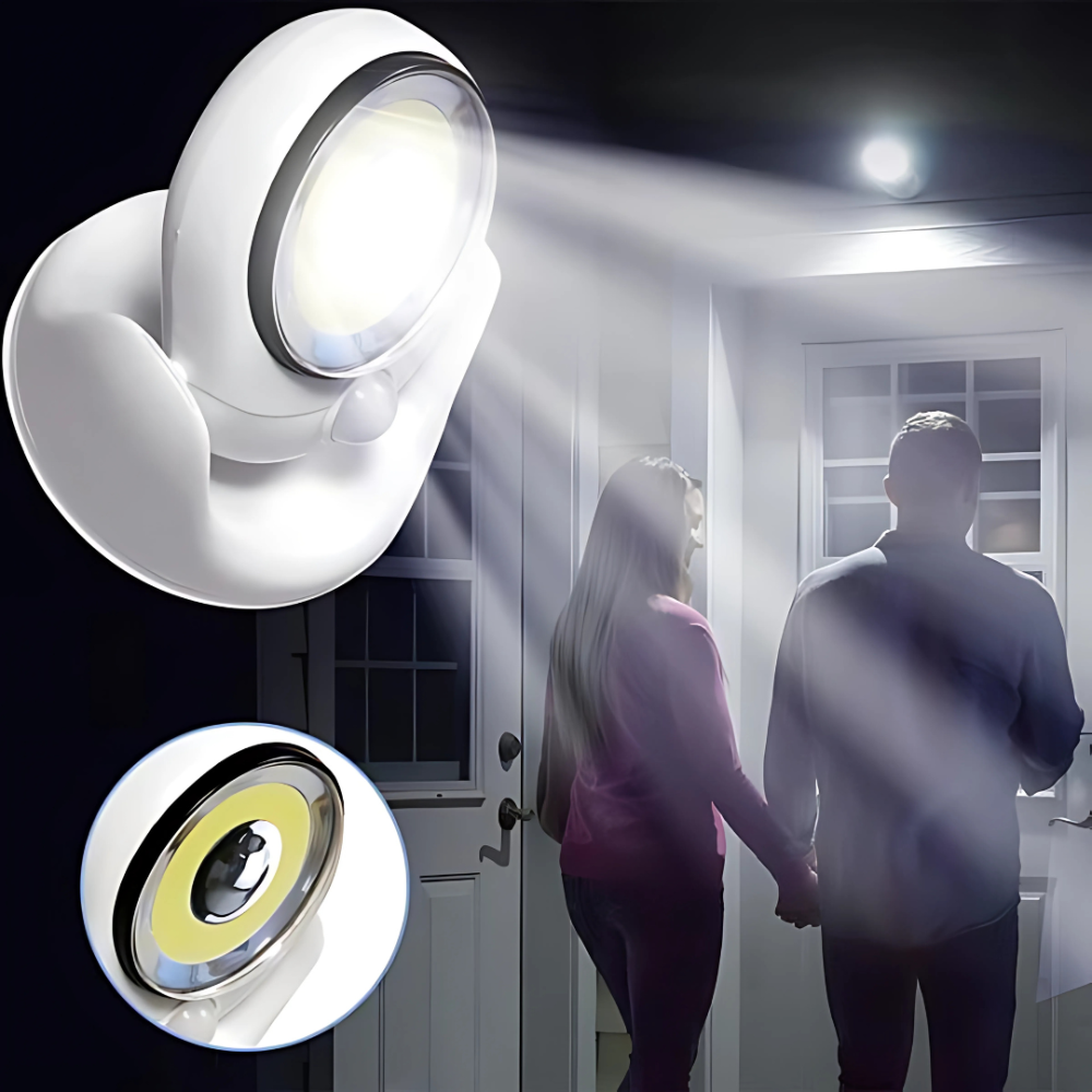 SecuBeam | Draadloze LED-bewegingslamp voor buiten – Weerbestendige beveiligingslamp voor veiligheid thuis
