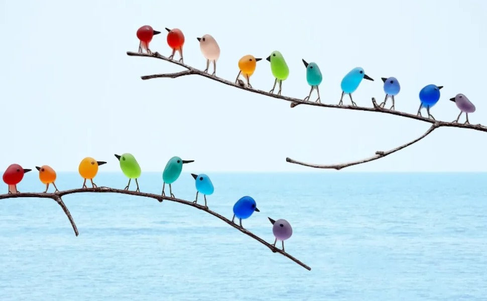 ShoreBirds | Zeeglas vogelwanddecoratie, kustdecoratie, handgemaakt woonaccessoire, strandgeïnspireerd