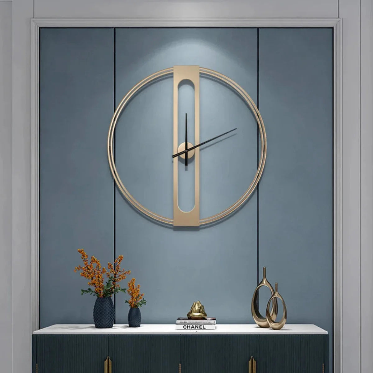 TimeLuxe | Elegante metalen wandklok – Stil modern Europees ontwerp