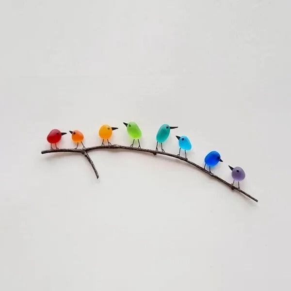 ShoreBirds | Zeeglas vogelwanddecoratie, kustdecoratie, handgemaakt woonaccessoire, strandgeïnspireerd