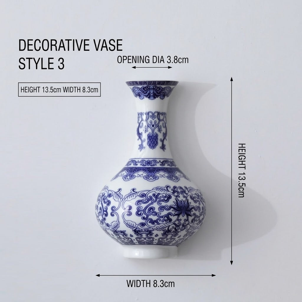 BlueVista | Aan de Muur Gemonteerde Blauwe Keramische Porseleinen Vaas – Decoratieve Wandbloemenhouder