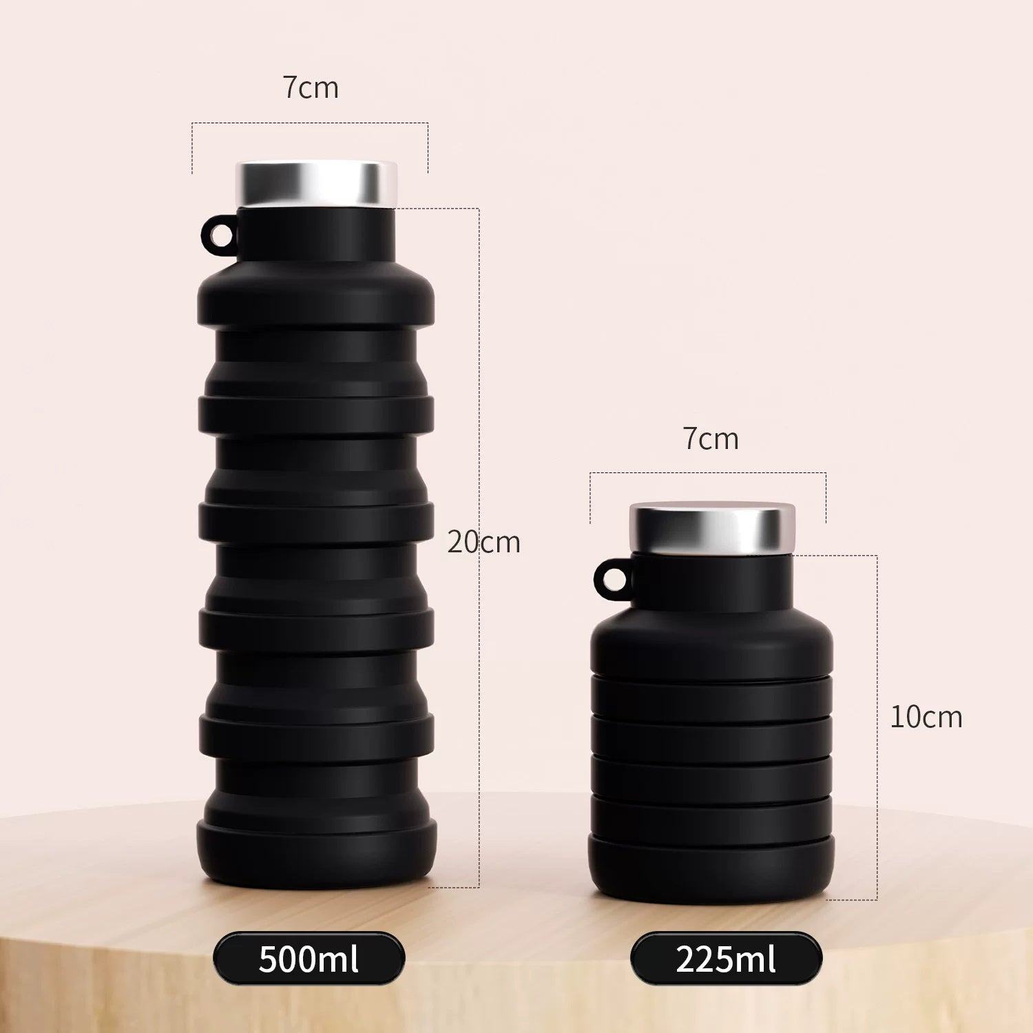 FoldaBottle | Opvouwbare Waterfles 500 ml – Reis- en Sportschool Fles van Opvouwbaar Siliconenmateriaal