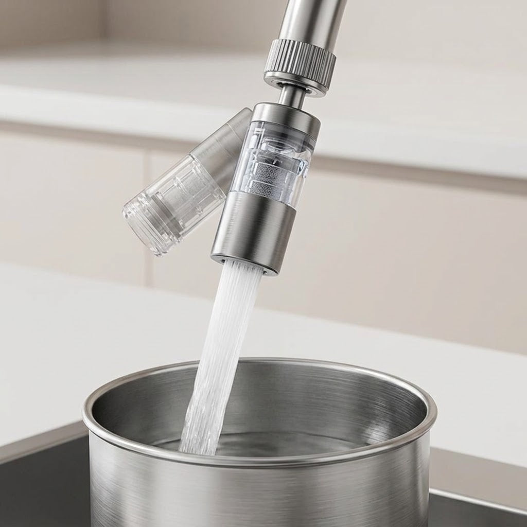 AquaFlex | Draaibare Kraanfilter Adapter – 360° Roterende Kraanverlengstuk