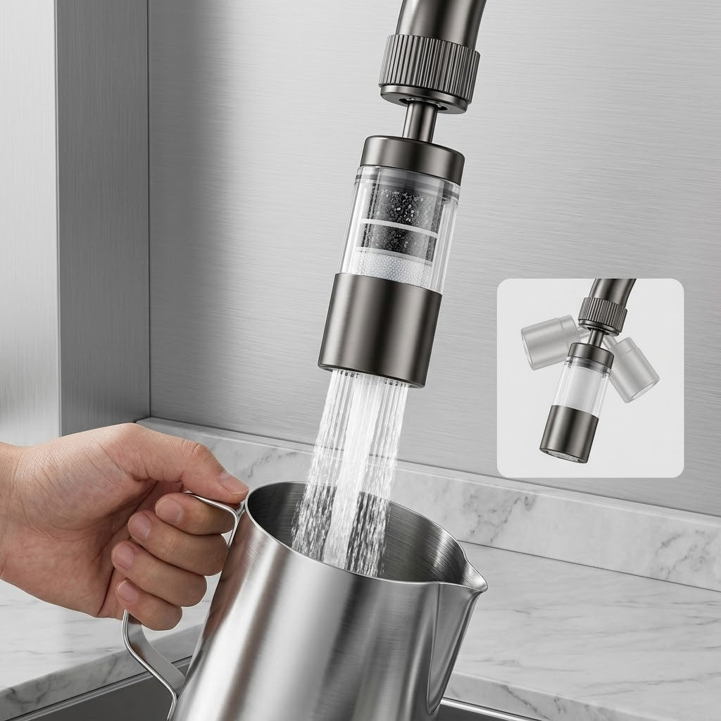 AquaFlex | Draaibare Kraanfilter Adapter – 360° Roterende Kraanverlengstuk