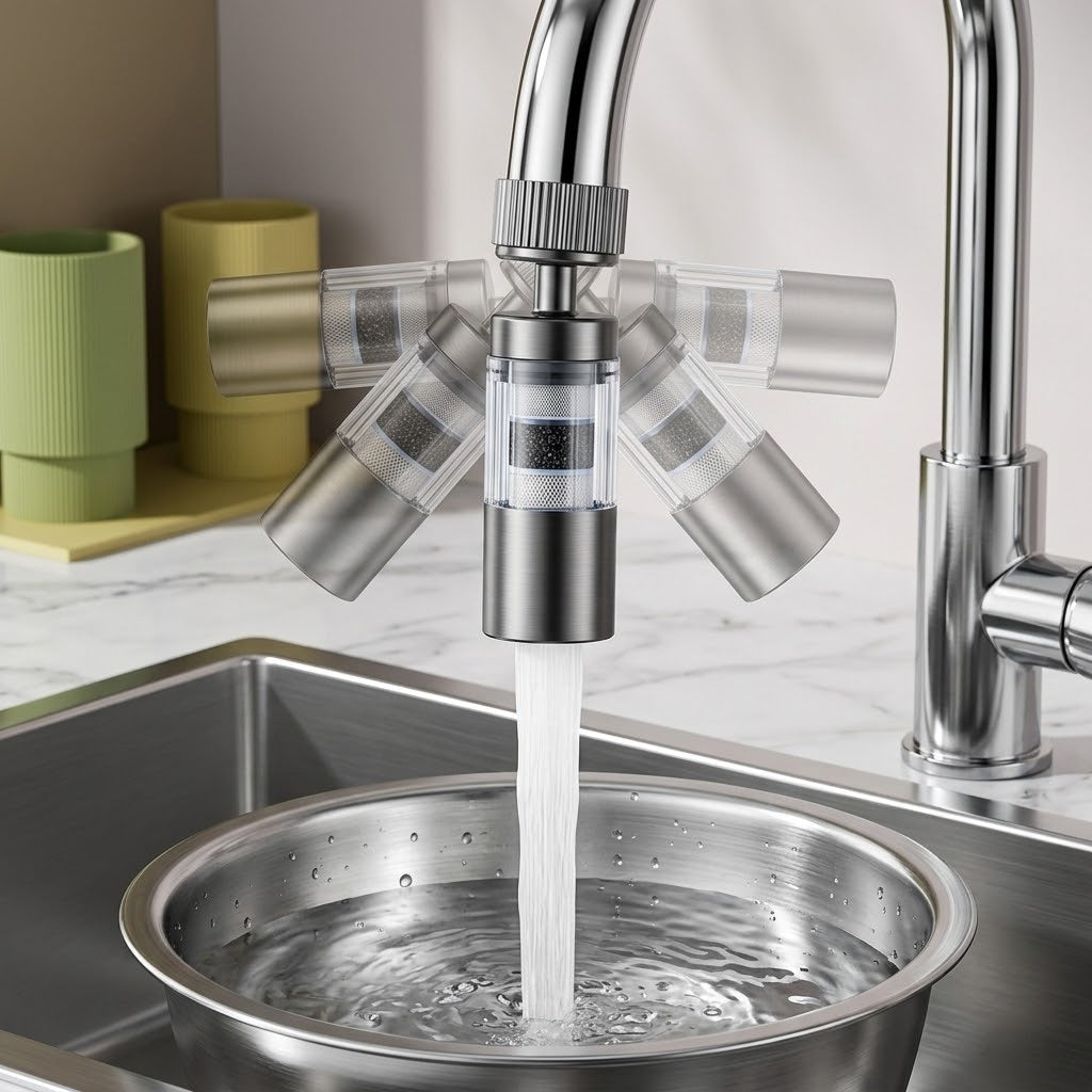 AquaFlex | Draaibare Kraanfilter Adapter – 360° Roterende Kraanverlengstuk