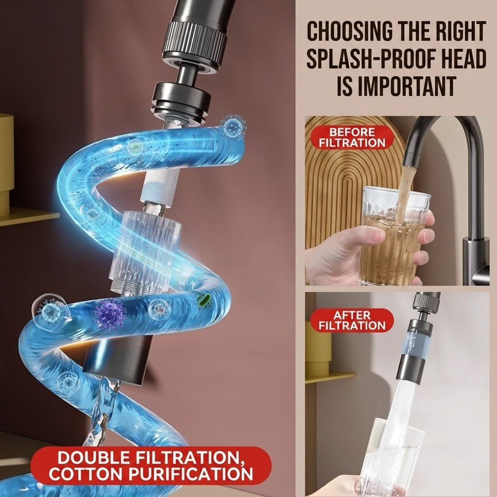 AquaFlex | Draaibare Kraanfilter Adapter – 360° Roterende Kraanverlengstuk