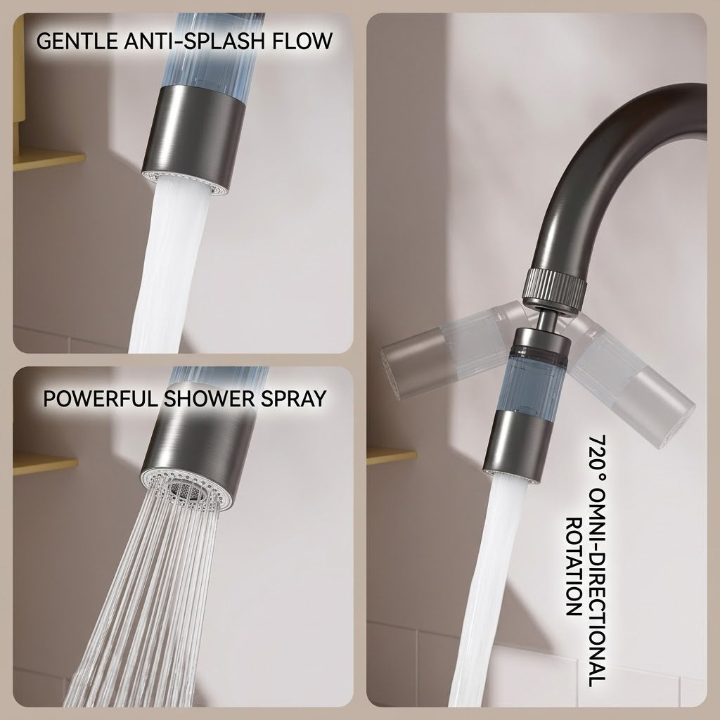 AquaFlex | Draaibare Kraanfilter Adapter – 360° Roterende Kraanverlengstuk