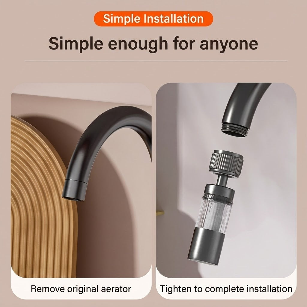 AquaFlex | Draaibare Kraanfilter Adapter – 360° Roterende Kraanverlengstuk