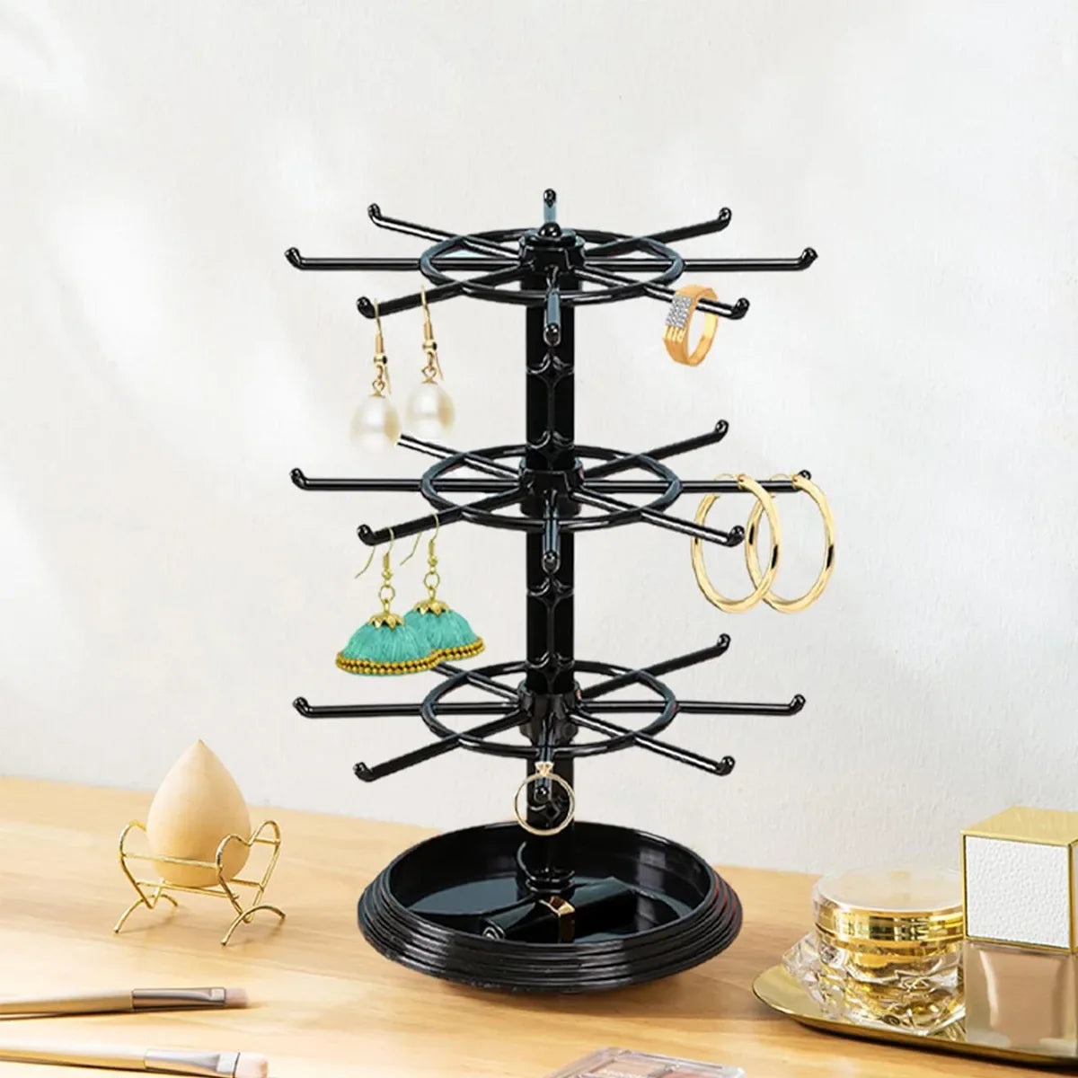 Spinora | 360° Draaibare sieradentoren – Strakke organizer voor oorbellen, armbanden en kettingen