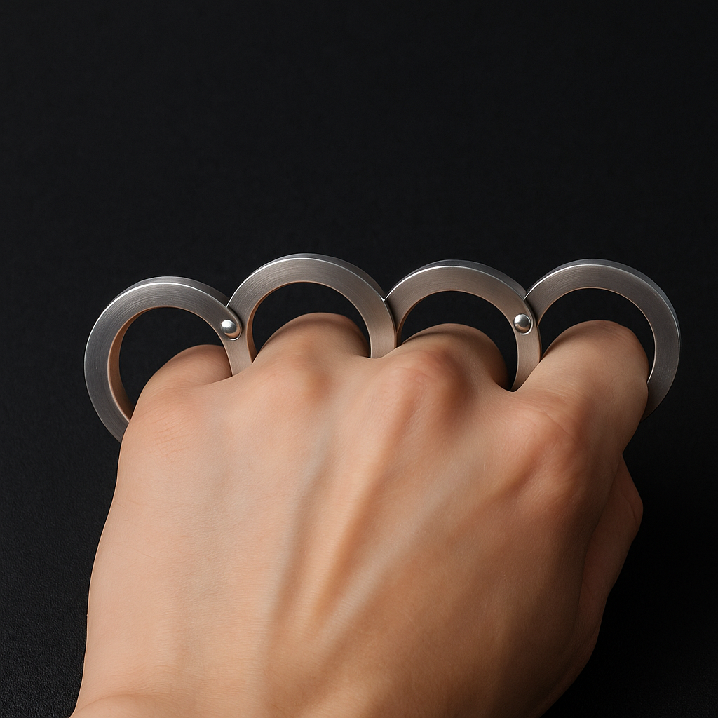RingArmor | Roestvrijstalen zelfverdedigingsring - draaibaar, opvouwbaar, tactische bescherming
