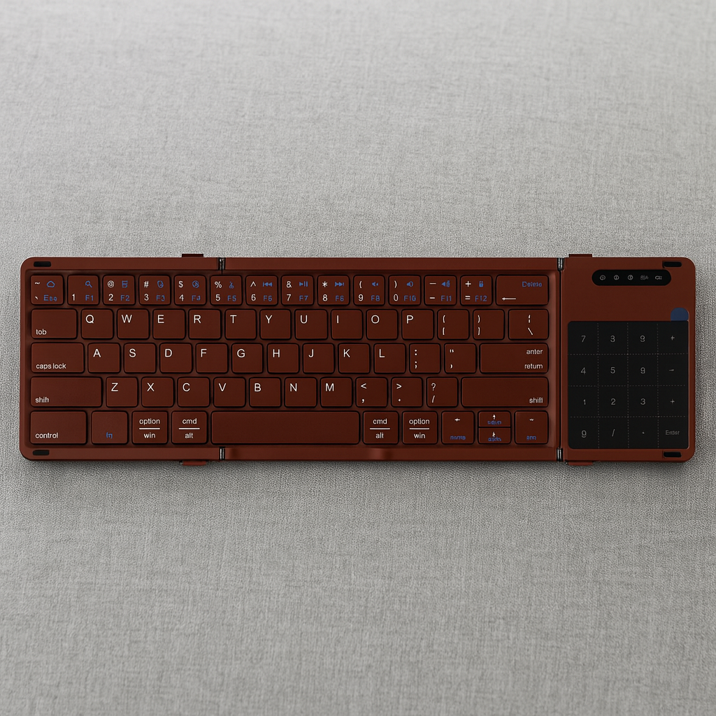 MiniKeys | Drievoudig opvouwbare Bluetooth-toetsenbord – Draadloos, dun, draagbaar, oplaadbaar, compact voor gebruik met mobiele telefoons, tablets en laptops
