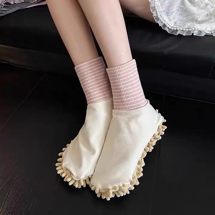 MopSocks | Zachte microvezel schoonmaaksloffen – Wasbare vloer stofmop-schoenen voor het reinigen