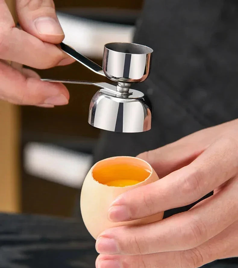 TwinCrack | Roestvrijstalen eiersnijder – Dubbele maat, knoeivrije keukensnijder voor ontbijt en maaltijdbereiding