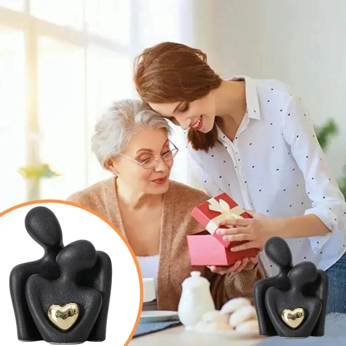 CoupleGlow | Keramisch liefdessculptuur – Romantisch stel beeldje voor thuis en cadeau