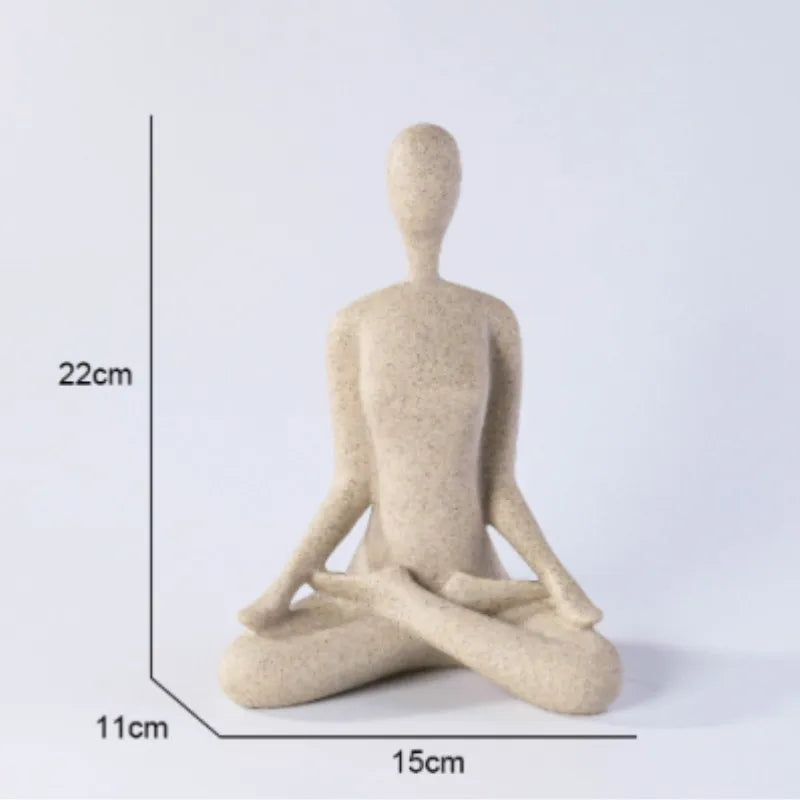 YogaLuxe | Vrouwelijke yogabeeld – Minimalistisch beeldje van hars, serene woondecoratie