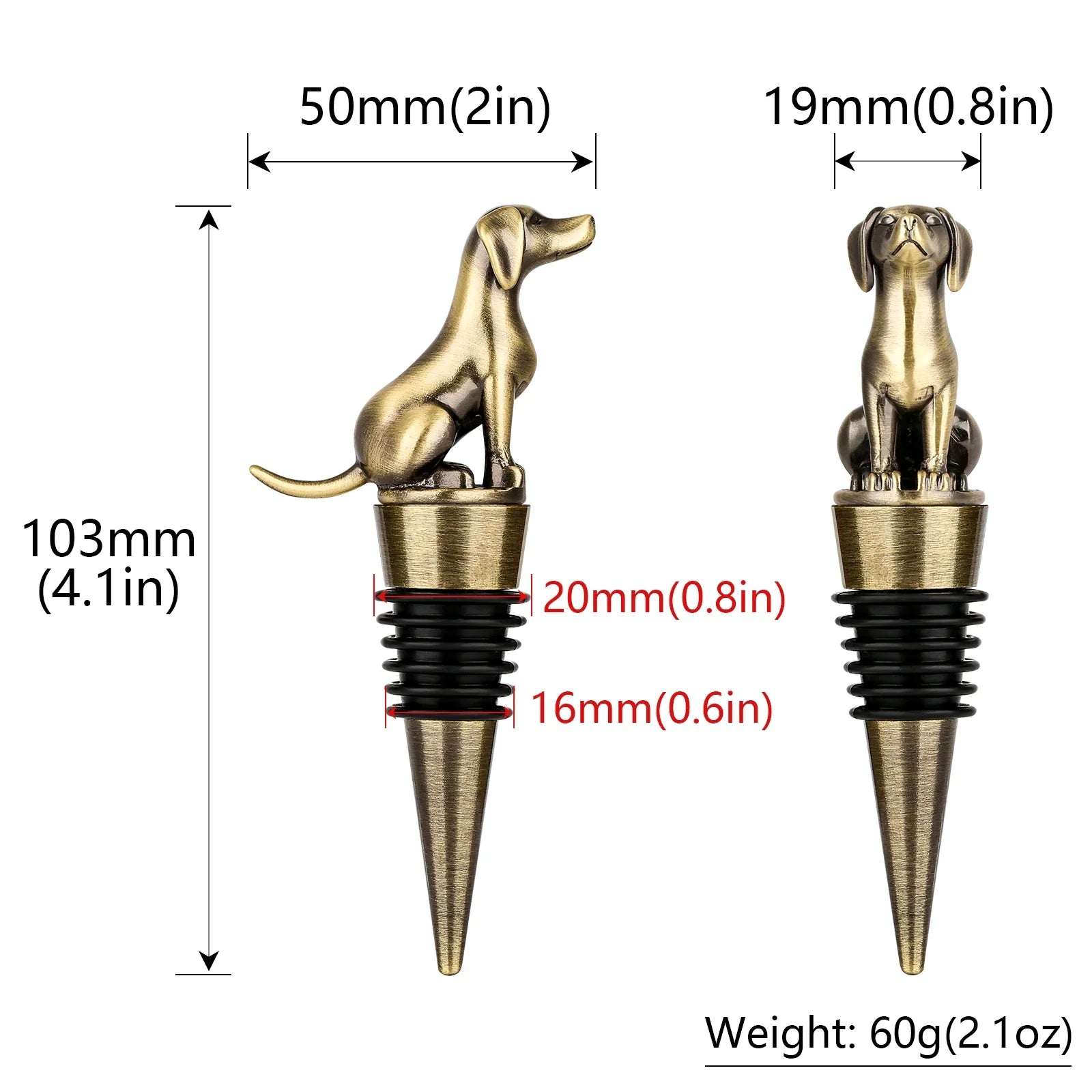 WineHound | WineHound Dog-Design Metallic Wijnstop – Premium Flessenafsluiter