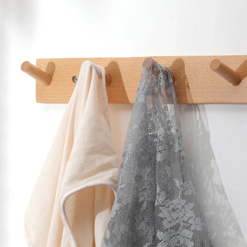 WoodHaven | Rustiek houten wandrek – stijlvolle kapstok en sleutelhouder voor in de hal