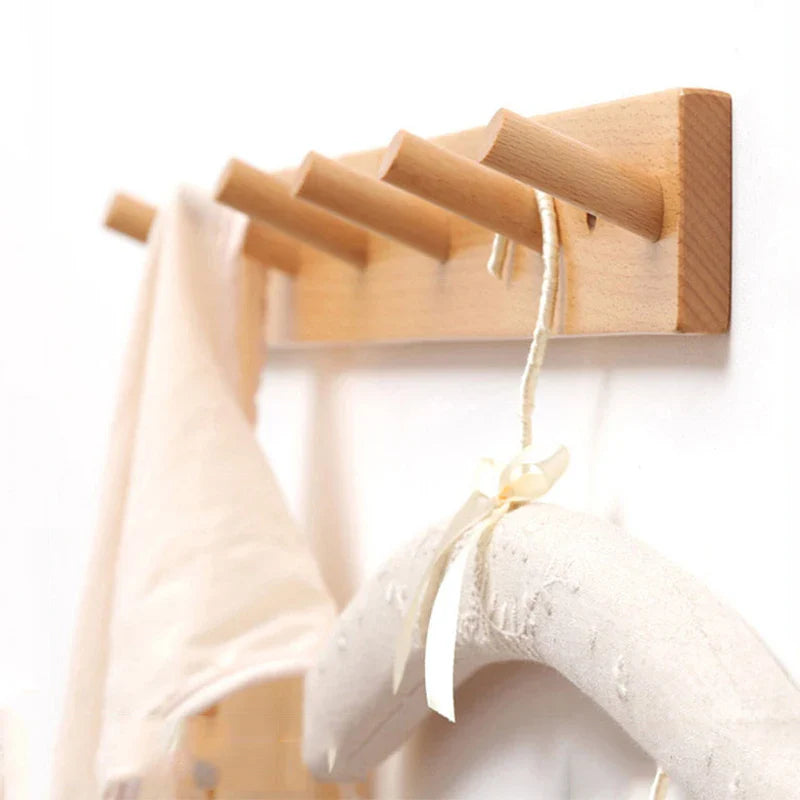 WoodHaven | Rustiek houten wandrek – stijlvolle kapstok en sleutelhouder voor in de hal