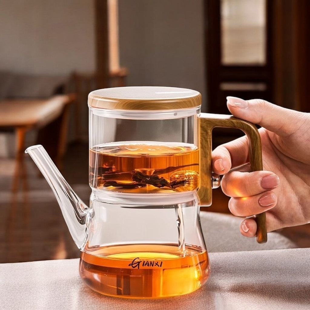 TeaLure | Magnetische glazen theepot – Stijlvolle theepot met infuser voor thuis en op kantoor