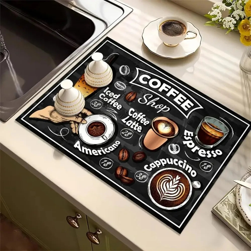 MochaMat | Vintage placemats met koffiethema – Stijlvolle en duurzame tafeldecoratie voor keuken en eetkamer