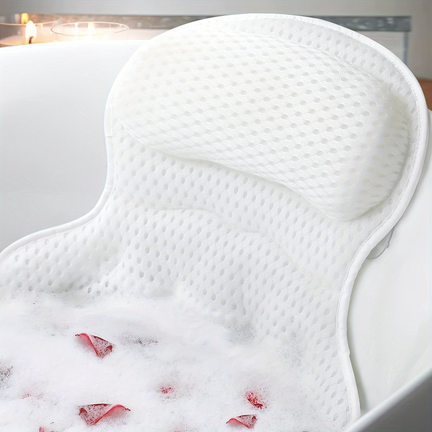 SereniBath | Ontspannend Badkussen – Nek- & Rugsteun, Antislip, Sneldrogend Spa Kussen