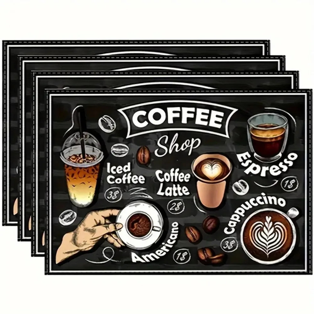 MochaMat | Vintage placemats met koffiethema – Stijlvolle en duurzame tafeldecoratie voor keuken en eetkamer