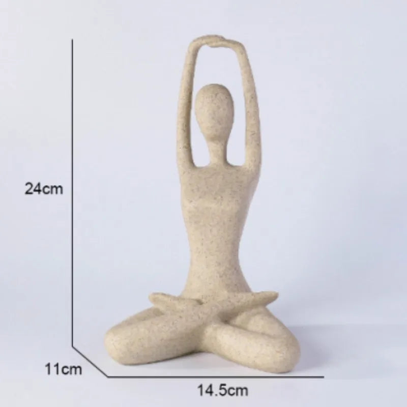 YogaLuxe | Vrouwelijke yogabeeld – Minimalistisch beeldje van hars, serene woondecoratie