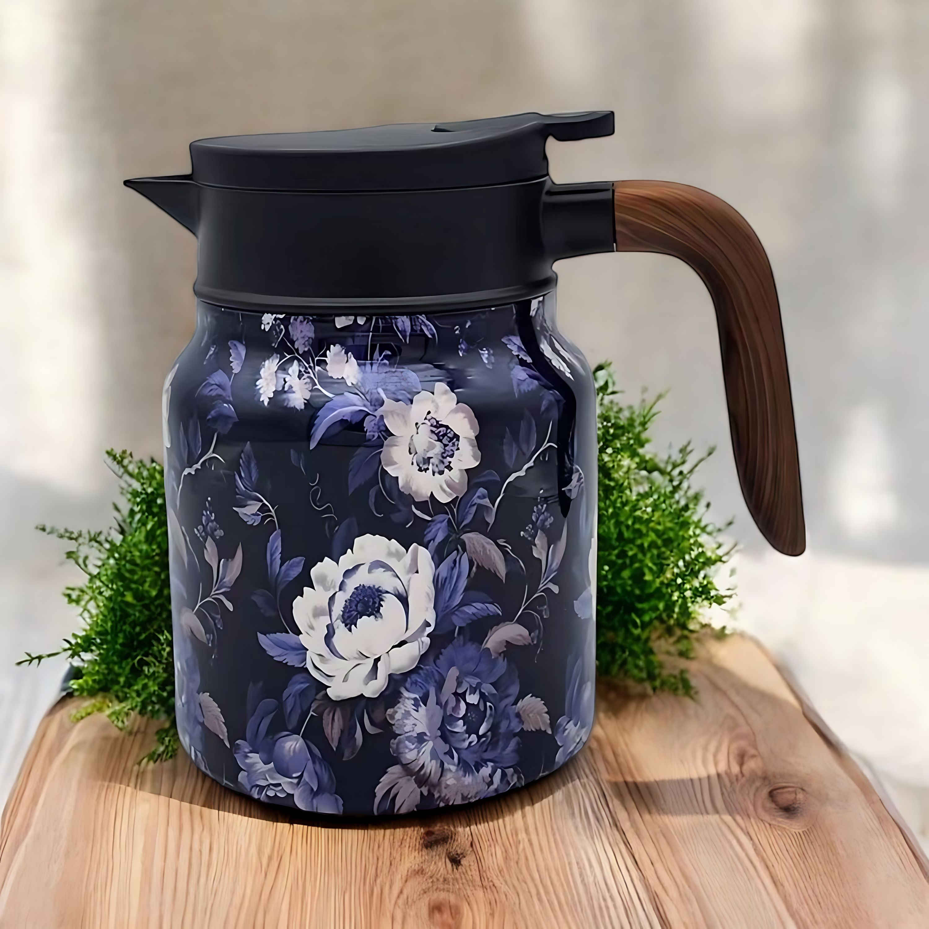 BloomSip | Roestvrijstalen thermoskan met bloemmotief en infuser – houdt thee warm