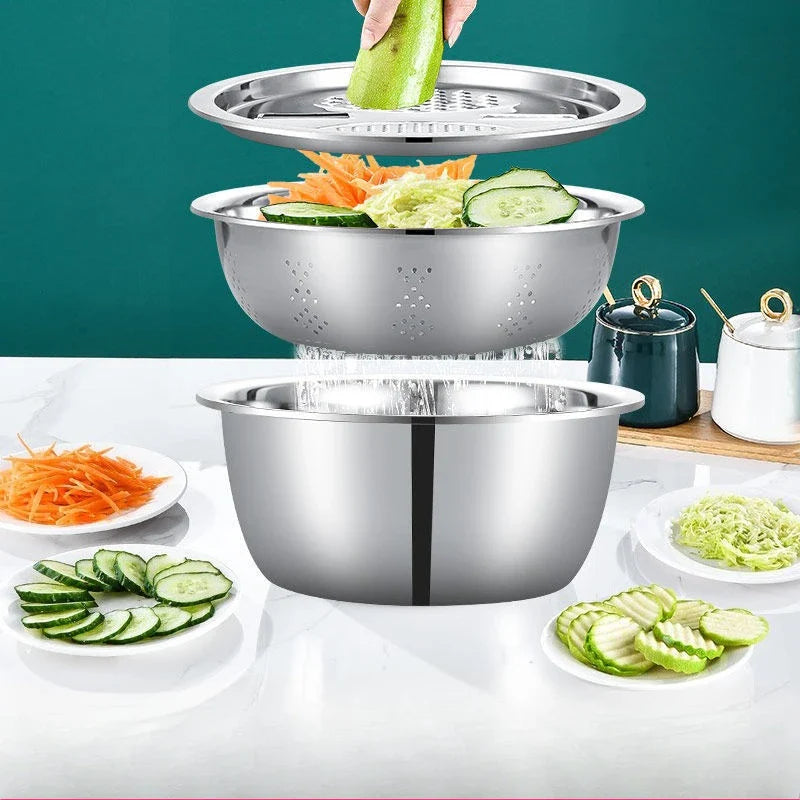 CutEase | 3-in-1 multifunctionele groentesnijder set – roestvrij staal, gemakkelijk en tijdbesparend