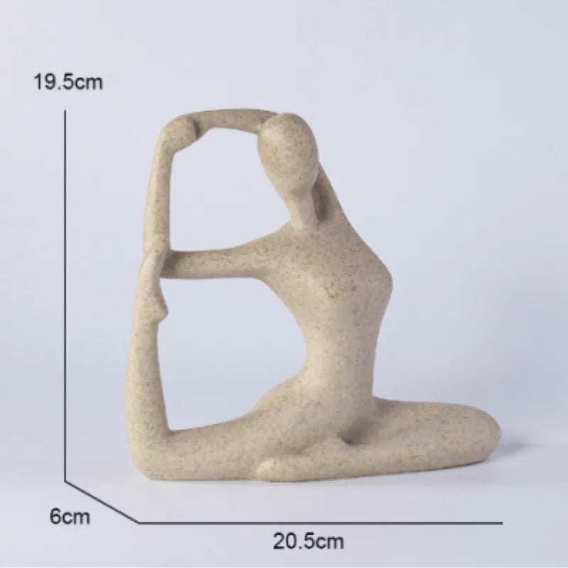 YogaLuxe | Vrouwelijke yogabeeld – Minimalistisch beeldje van hars, serene woondecoratie