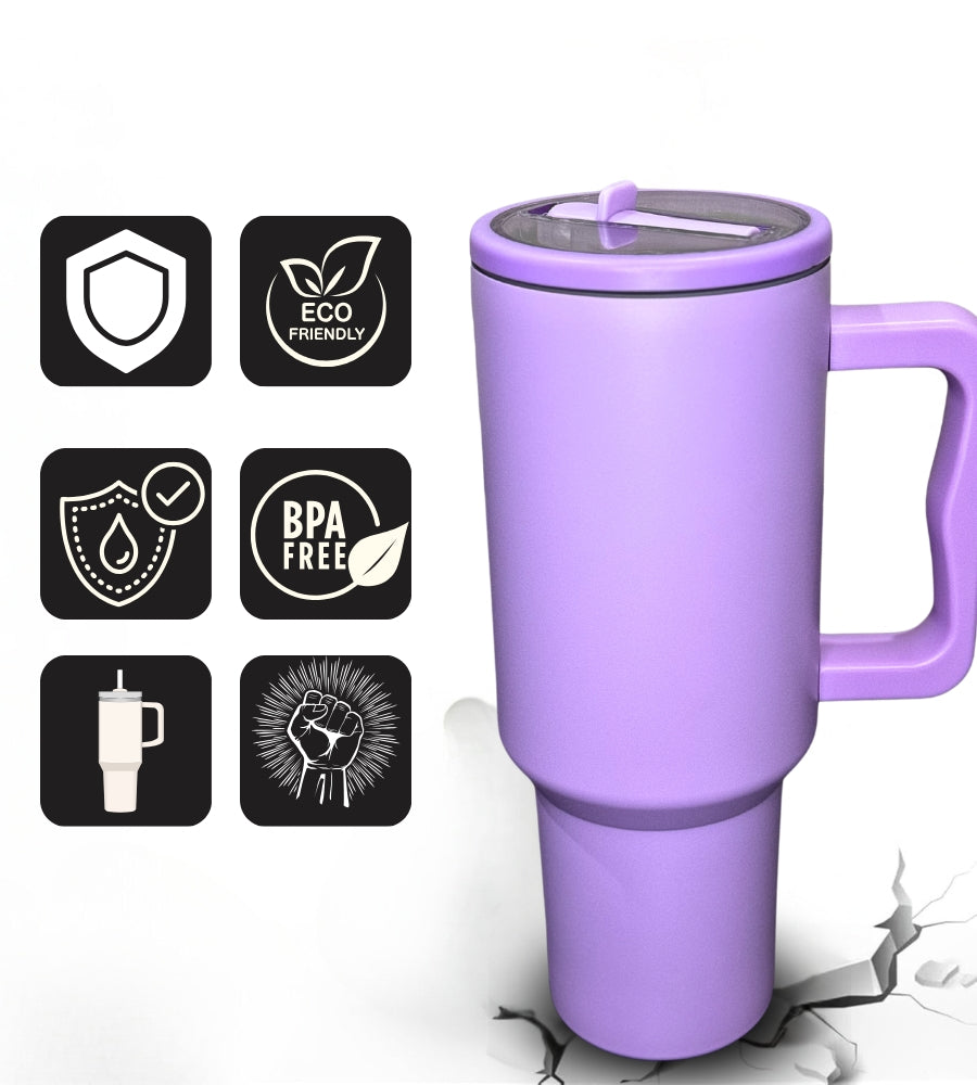 ThermoSip | Geïsoleerde reismok van 40 oz met handvat en flip-stro – Dubbelwandige thermobeker