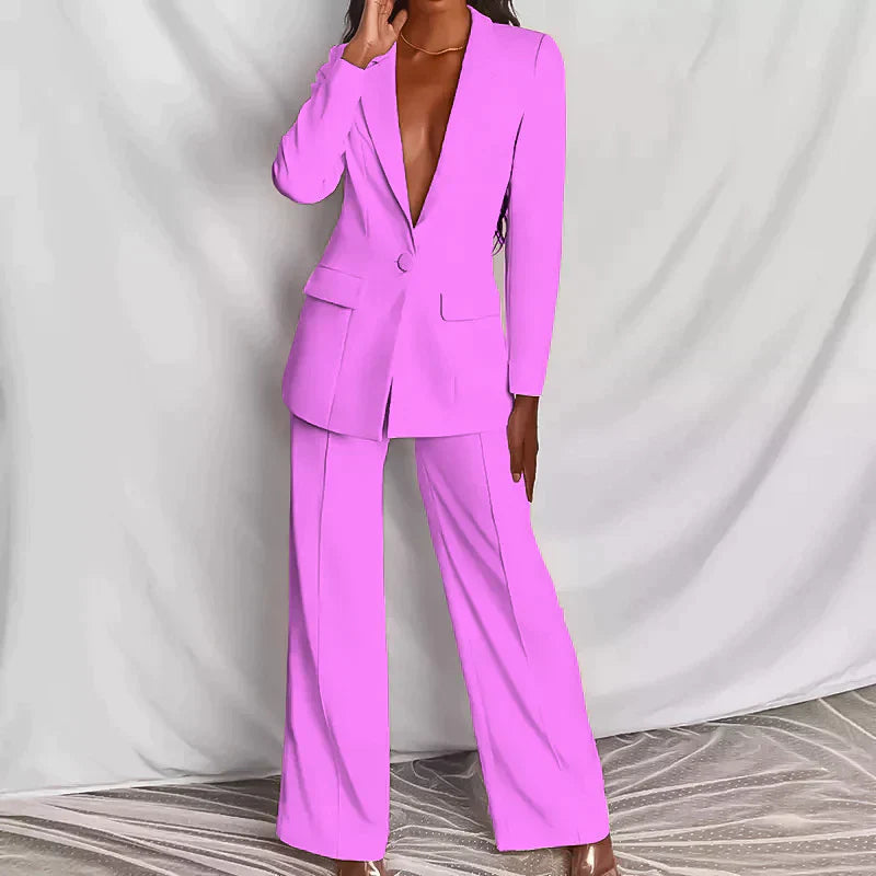Mina | Elegant Dames Blazer- en Broekset – Kantoor, Casual of Formeel Pak, Stijlvolle business Outfit