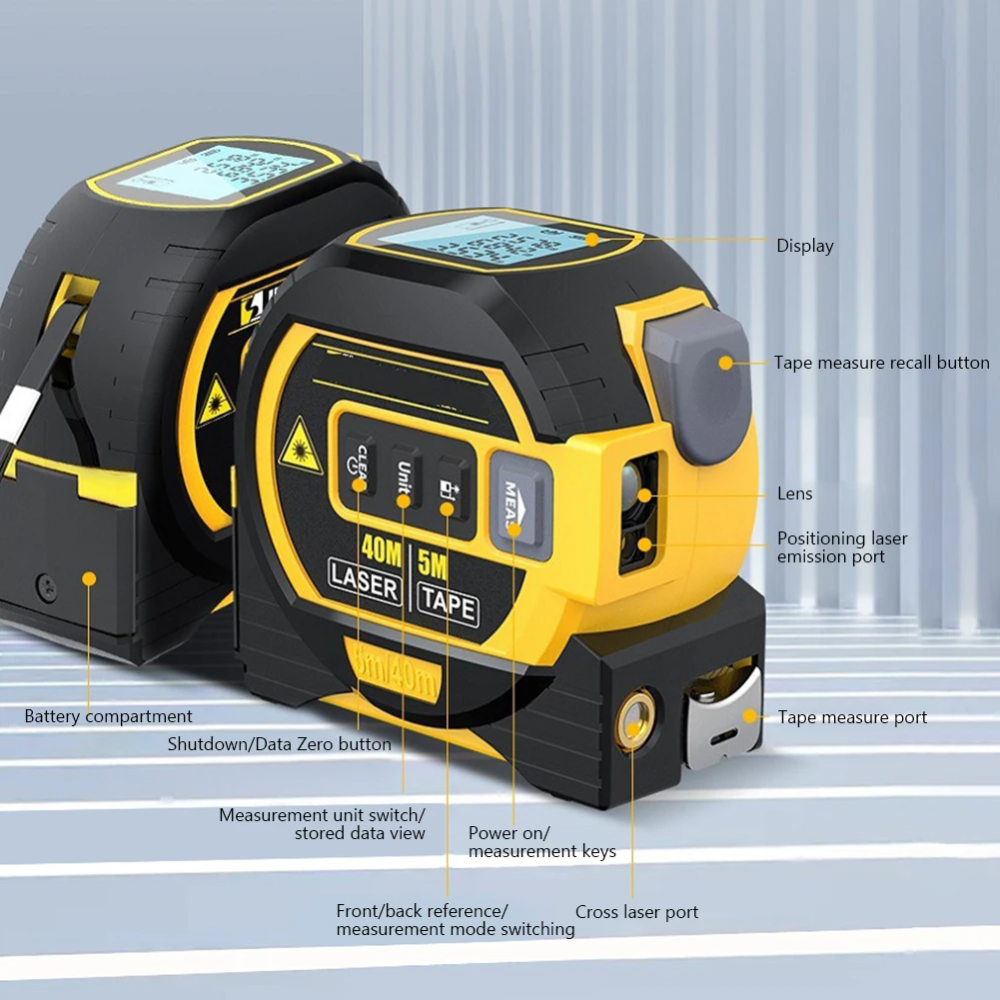 LaserMeasure | 3-in-1 infrarood lasermeter – digitale afstandsmeter met LCD-scherm