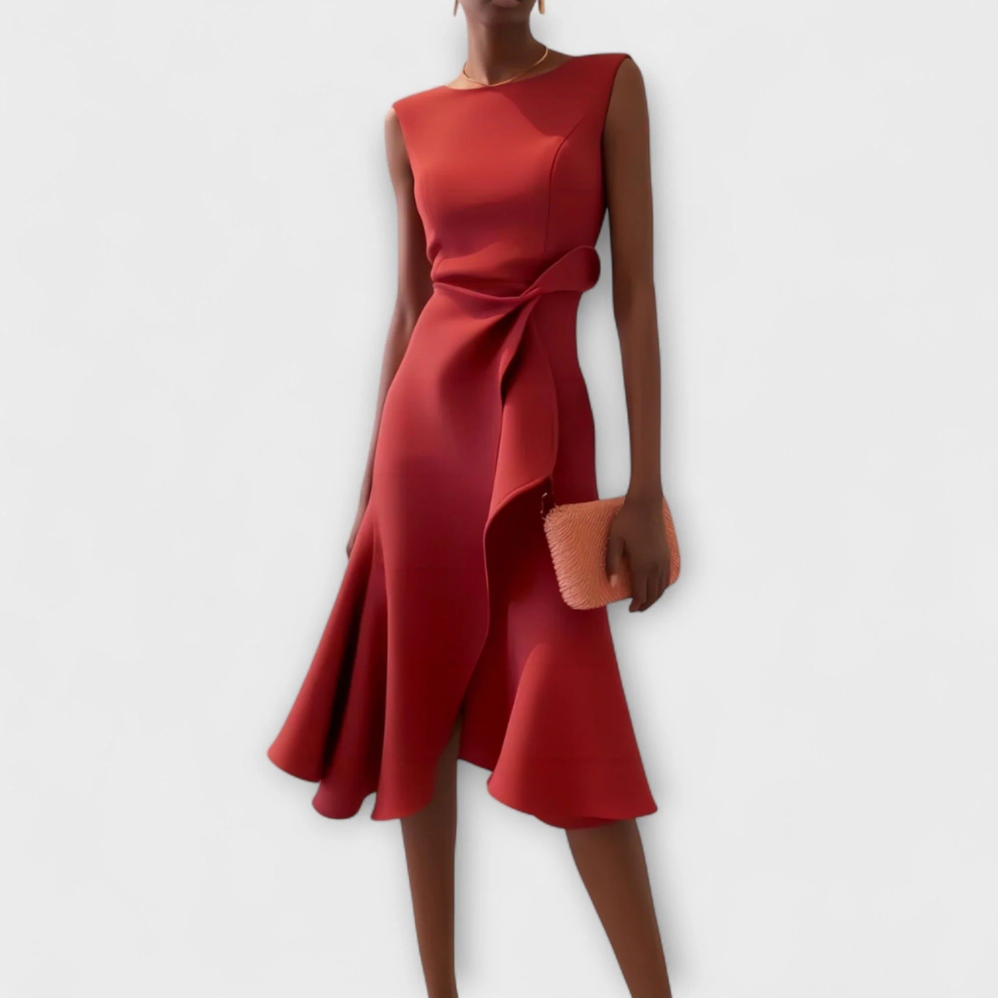 Liorisse | Dames Mouwloze Wikkel Midi Jurk – Elegante A-lijn Zomerjurk met Strikceintuur