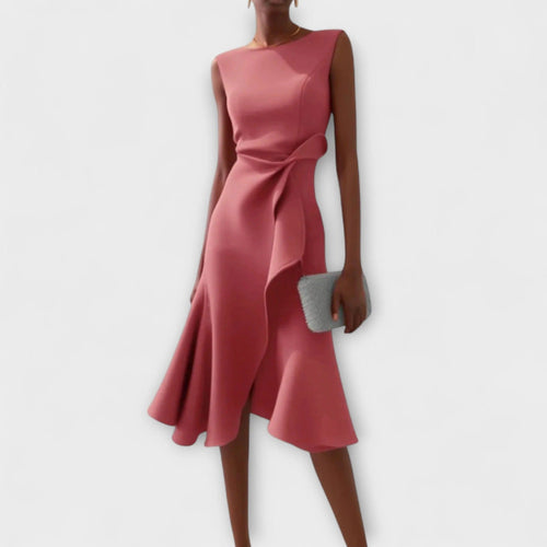 Arya | Elegante midi-jurk voor dames – Mouwloze A-lijnjurk met overslag aan de voorkant