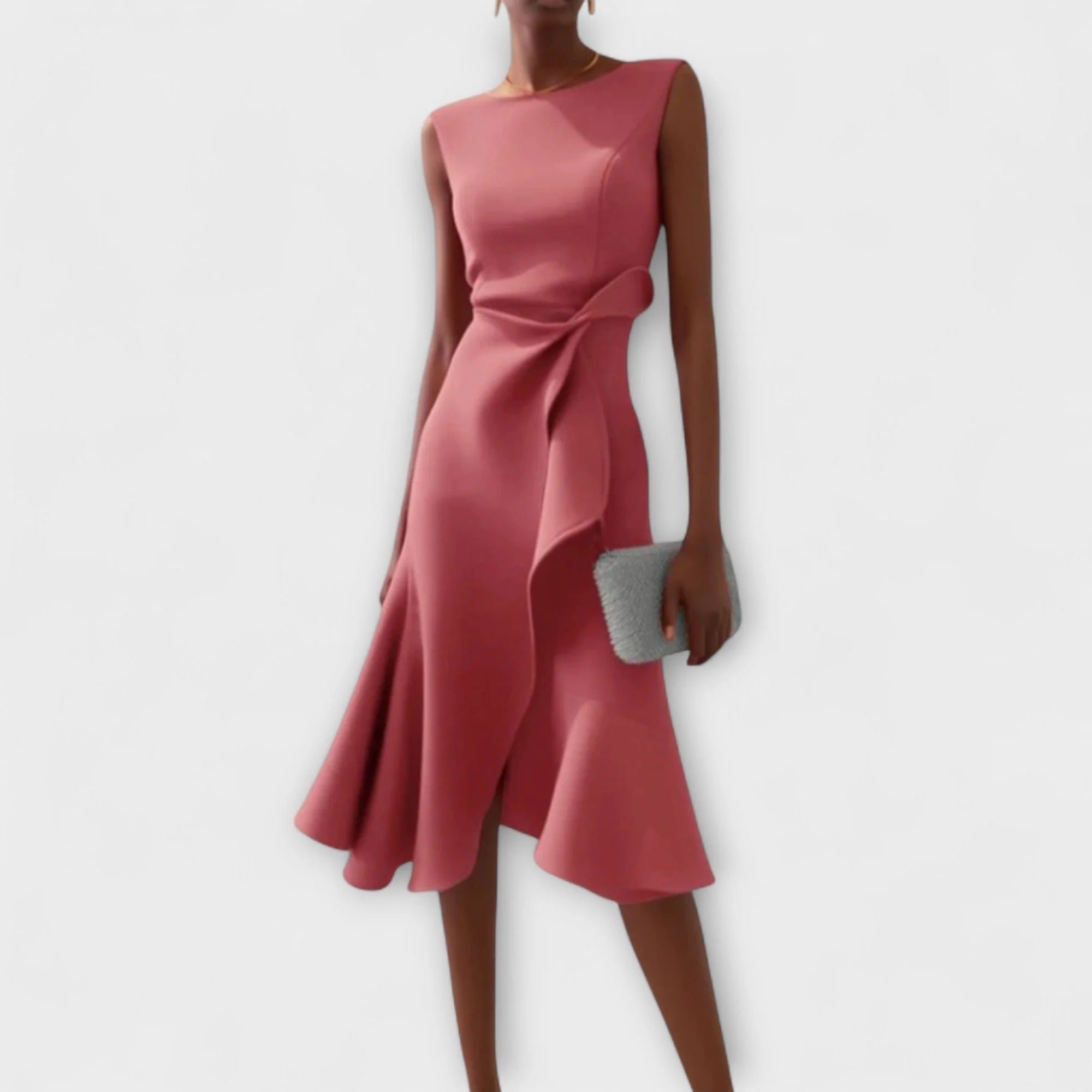Liorisse | Dames Mouwloze Wikkel Midi Jurk – Elegante A-lijn Zomerjurk met Strikceintuur