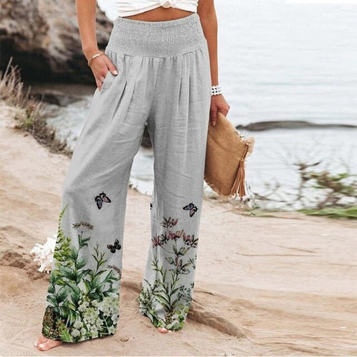 Azelisse | Dames High-Waist Smocked Wijde Zomerbroeken – Lichtgewicht, Casual & Comfortabel