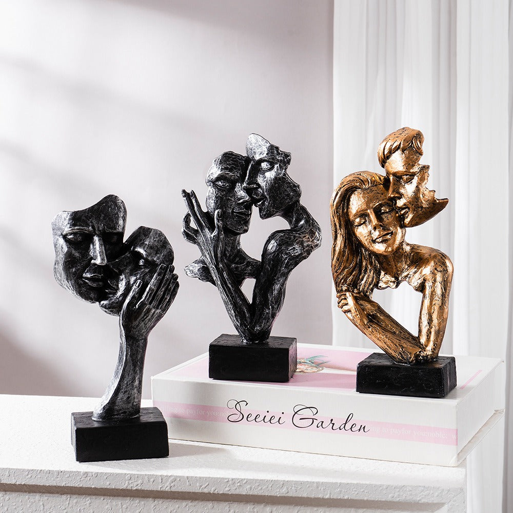Sculpta | Abstracte kus-sculptuur – Modern artistiek beeld van een stel, decoratief accent