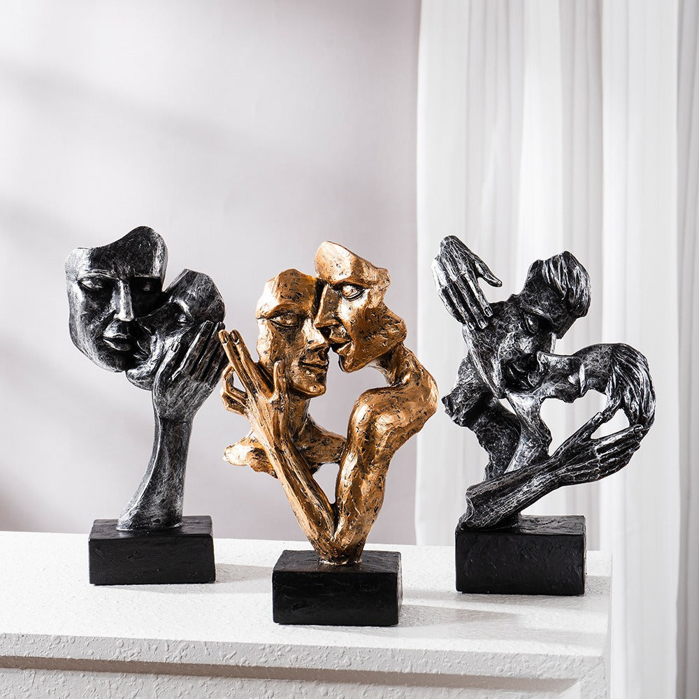 Sculpta | Abstracte kus-sculptuur – Modern artistiek beeld van een stel, decoratief accent