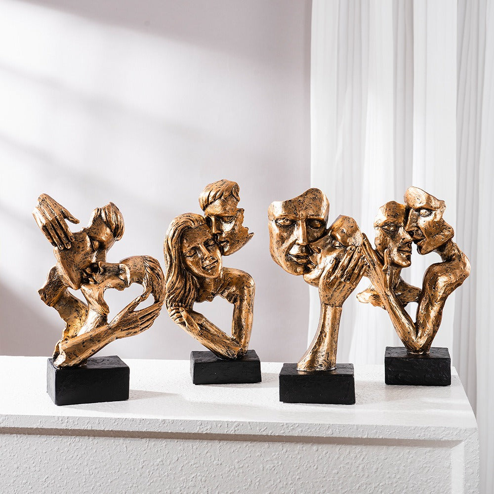Sculpta | Abstracte kus-sculptuur – Modern artistiek beeld van een stel, decoratief accent