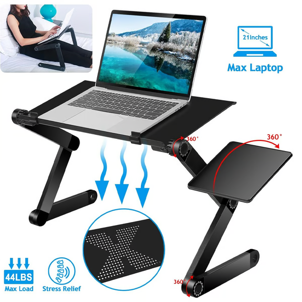 FlexiDesk | Verstelbare 360° Ergonomische Laptopstandaard - Opvouwbaar en in hoogte verstelbaar