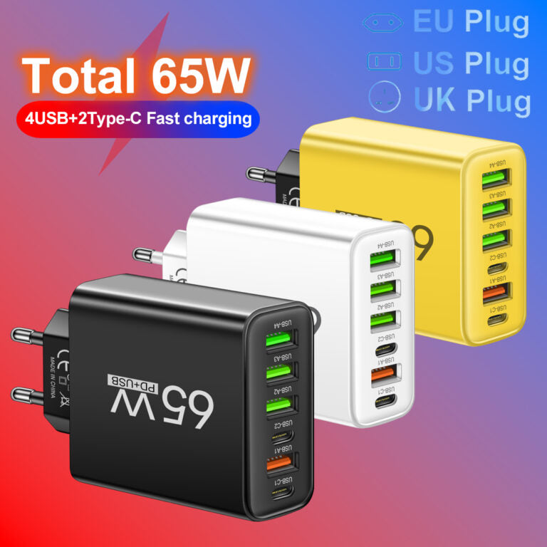 ChargeMax | Oplaadstation voor meerdere apparaten - 6-in-1 snelle oplader voor thuis en onderweg
