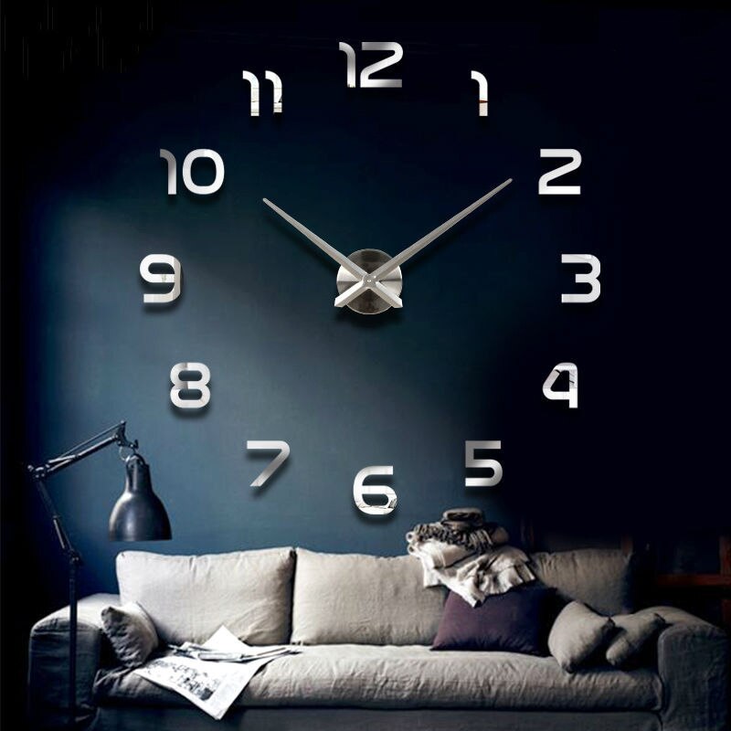 ReflectoClock | Elegante 3D grote decoratieve wandklok spiegel sticker