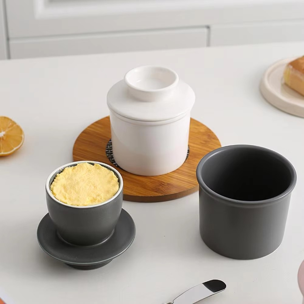 JarLuxe | Premium keramische pot voor boter, jam en smeersels – luchtdichte keukenbewaarpot