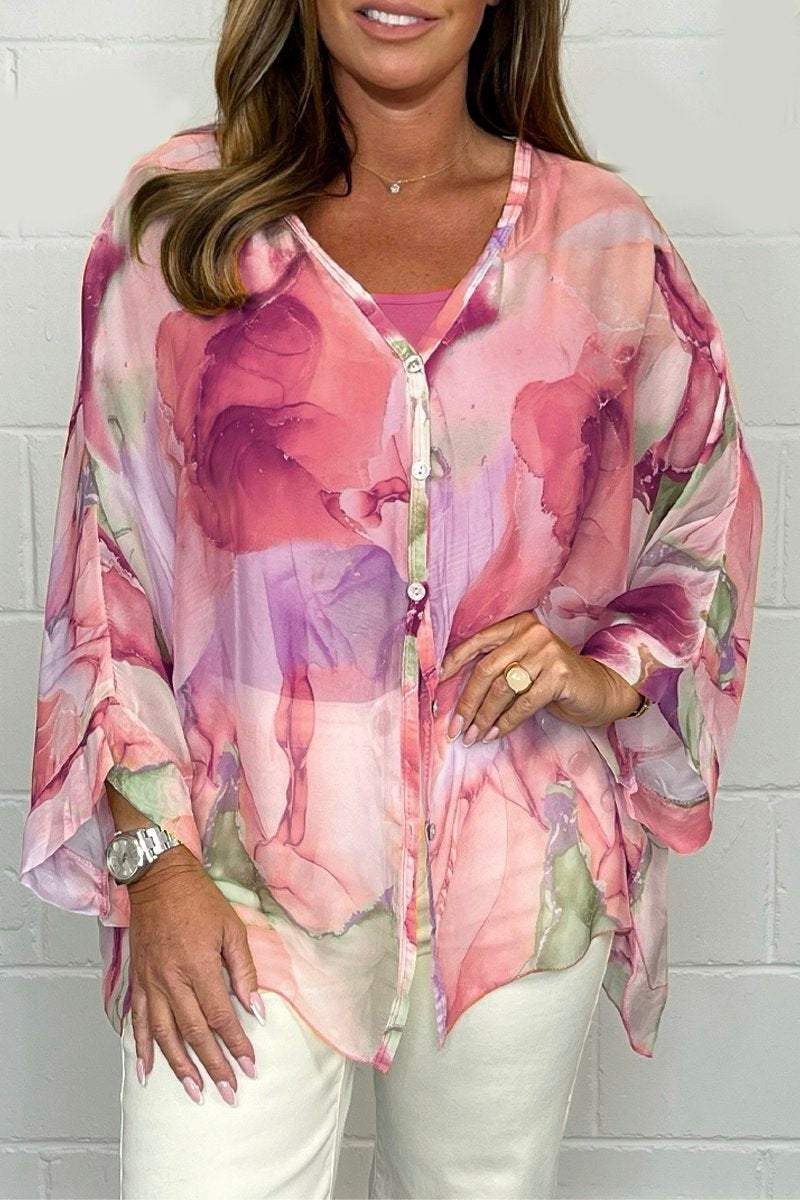Maria | Zomerblouse voor dames – Lichtgewicht chiffonblouse met bloemenprint